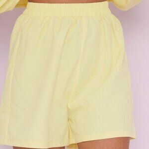 Pale Yellow Woven A Line Shorts
